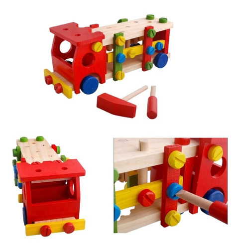 Camión Madera C/herramientas Y Pelotas Encastre Niños Juego