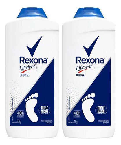 2 Talco Desodorante Para Pies Rexona Efficient Original 200g