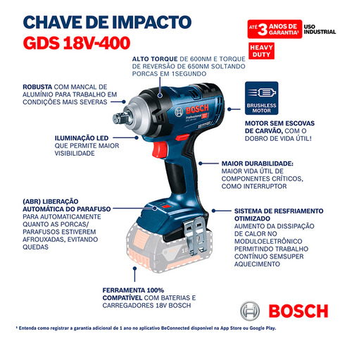 Kit Chave Impacto Lixadeira Orbita Bosch 18v Bivolt Combo Nf