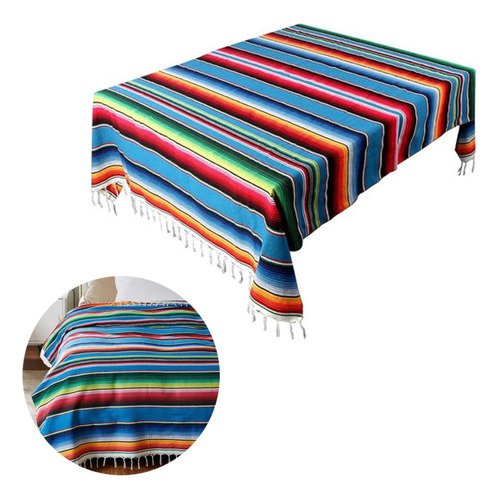 Mantel Brillante Con Diseño De Rayas Arcoíris, 120 X 180 Cm,
