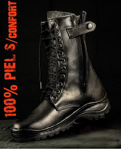 Imagen 8 de 8 de Botas Militares Hombre Dama Piel Lona Tacticas Antiderrapant