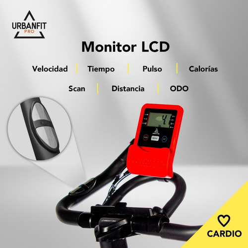 Imagen 6 de 6 de Bicicleta Estatica Spinning Profesional Indoor 18 Kg Cardio
