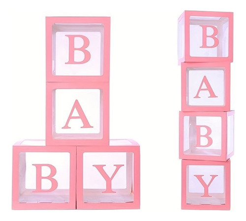 Cubo Rosa Letras Baby 4 U Baby Shower Decoracion Eventos 
