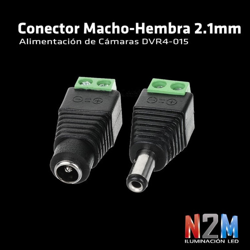 Imagen 6 de 10 de Conector Led Camara Ficha Plug Hembra Macho Alimentacion