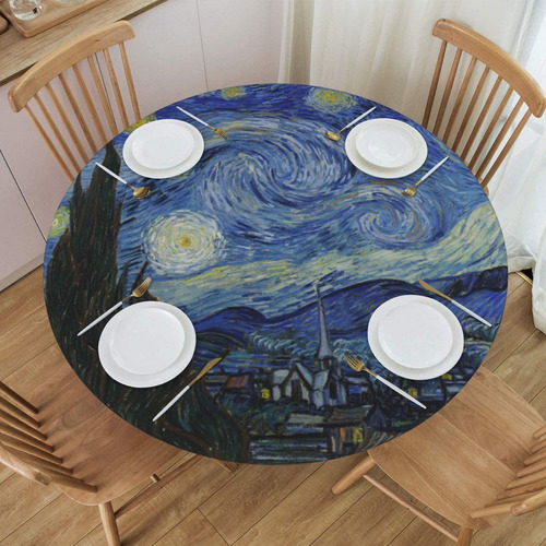 Mantel Elastico Redondo Van Gogh Starry Night Borde 48  Mesa