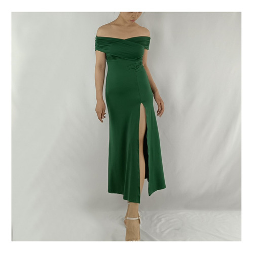 Vestido Largo Rinoderina Lyq155 Encaje Brillante Mujer
