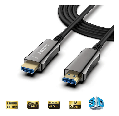 Cabo Fibra Óptica Ativa (aoc) Hdmi2.0 4k 60hz/18gbps 40metro