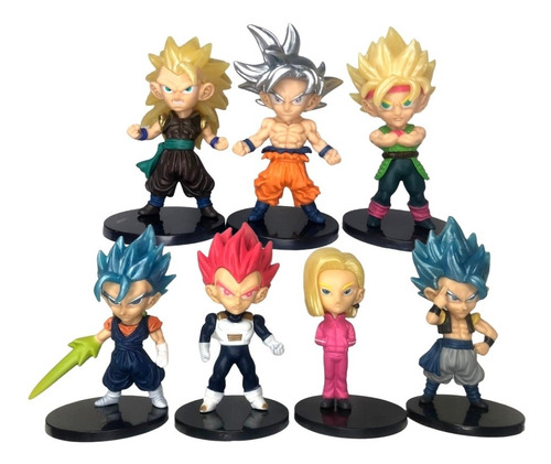 Colección De 7 Figuras Dragón Ball Súper Cabezones 11cm 