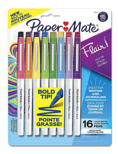 Marcador Paper Mate Flair Bold - 16 Colores