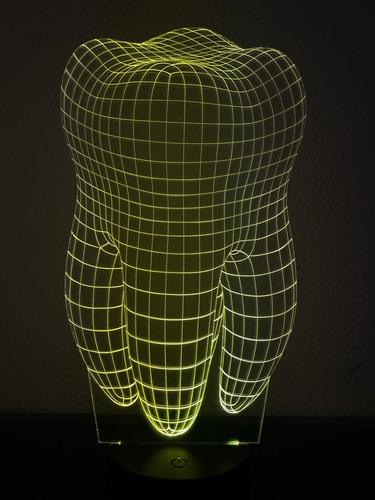 Lampara Diente Dental Led 3d Acrílico Con Control Negra Diseño 6
