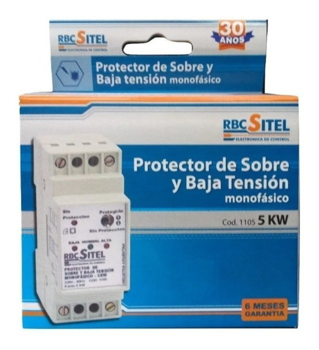 Imagen 3 de 6 de Protector Sobre Y Baja Tension 5kw Monof Riel Din Rbc Sitel