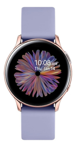 Imagen 2 de 3 de Samsung Galaxy Watch Active2 (Bluetooth) 1.2" caja 40mm de aluminio rose gold malla phantom violet de fluoroelastómero SM-R830