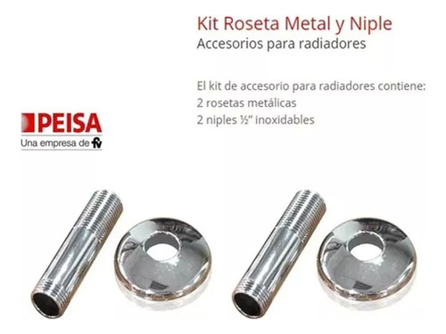 Kit Roseta Y Niple Peisa 1/2 Metal Radiador 10001312