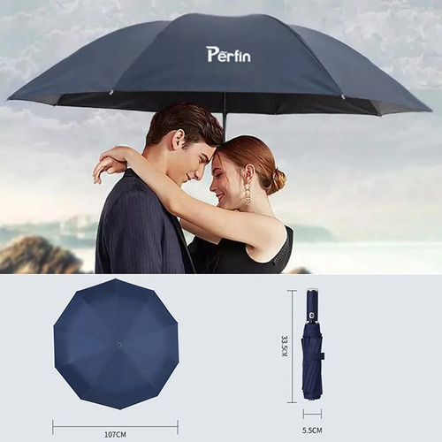 Preto Guarda Chuva Automático Reforçado Contra Vento Com Led Para Iluminação - Compacto, Cabe Na Bolsa | Guarda Chuva Reforçado | Guarda Chuva Grande