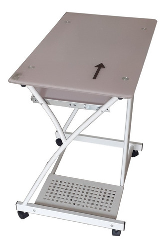 Imagen 2 de 7 de Mesa De Computadora Con Tope De Vidrio 3 Niveles