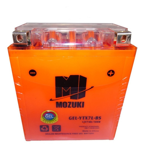 Batería Ytx7l-bs Gel Para Moto  12 V 7ah/10hr Mozuki