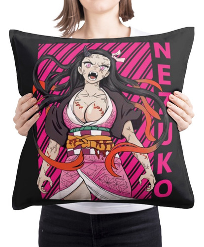 Cojin Almohada Nesuko Anime Diseño Unico Hogar Arte 45x45cm 