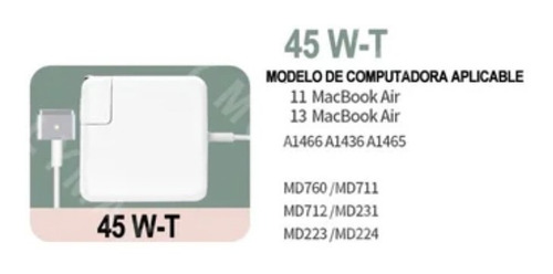 Imagen 2 de 3 de Cargador Para Macbook 45w 14.5v 3.05a Compatible Retina Air