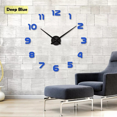 Reloj Pared Adhesivo Armable 3d Gigante 120 Cm  Espejado