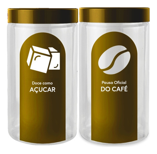 Kit 2 Pote Café Açúcar 1,8 Litros Chef Plástico Grande
