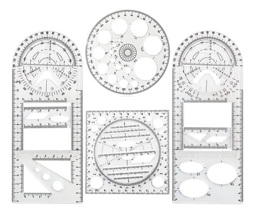 4 Herramientas De Dibujo De Regla Geométrica Multifuncional
