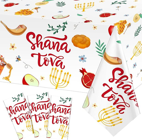 Paquete 3 Manteles Plastico Impermeables Rosh Hashanah Shana