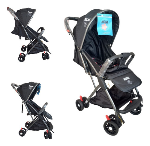 Carriola De Viaje Tipo Maleta Mango Abatible. Noni Is-555 R. Color Negro Chasis Plateado