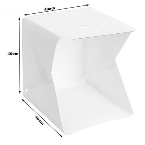 Caja de luz Cuadrada para Estudio 40 x 40 x 40 cm para Estudio fotográfico con luz LED y 3 Fondos de Fondo. 