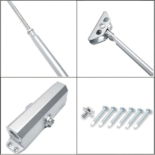 Cierra Puertas Hidraulico, Cierrapuertas De Seguridad Accionado Por Resorte, Heavy Duty Puerta Automatico Closer, Cierrapuertas Para Puertas De Hasta 65 Kg (plateado)