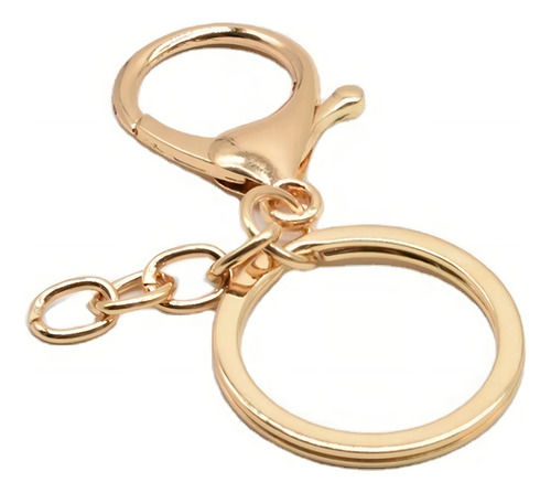 Llavero Herraje De Argolla Plana Broche Cadena 50 Piezas Color Dorado