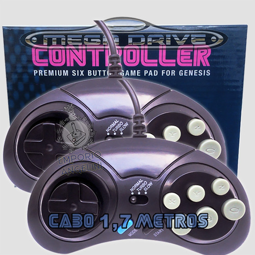 2 Controles Mega Drive Master System 6 Botões Cabo Longo Nfe
