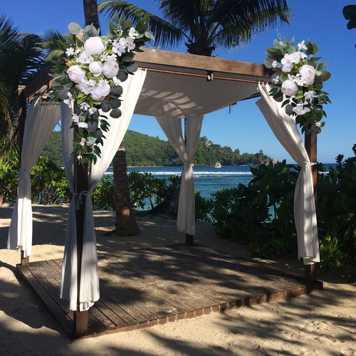 Conjunto De Flores De Arco De Casamento Artificiais Branco