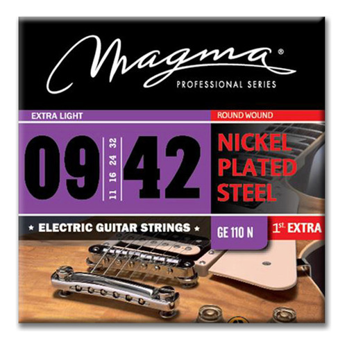 Cuerdas Guitarra Electrica Magma 09 Nickel Ge110n + 1ra 