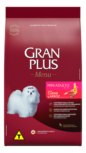 Ração Gran Plus Menu Cão Adulto Mini Sabor Carne/arroz 15kg