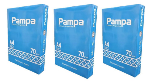 Pack 3 Resmas 70gr. Pampa. Color Blanco!!!