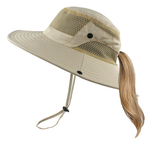 Muryobao Sombrero Sol Con Cola Caballo Mujer Gorra Uv Verano