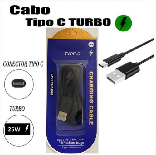 Cabo Usb Tipo-c Fast Charger 25w Turbo 1 Metro