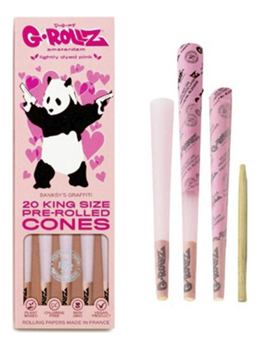 Conos Pre Enrolados King Size Pink Banksy X20 G-rollz