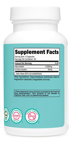 Nutricost Myo & D-chiro Inositol 120 Capsulas Eg Q29 Sabor Sin Sabor