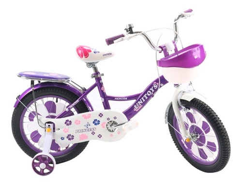 Bicicleta Infantil Princess Aro 16 Com Garupa E Cesto
