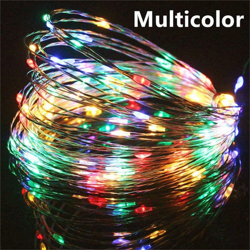 Imagen 1 de 6 de 2 Guirnaldas 100 Luces Micro Led Hadas 10 Mtrs Pilas Navidad