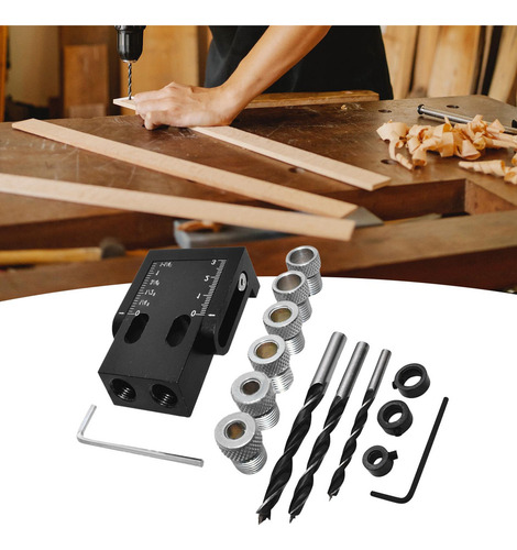 F Juego De Sistema Pocket Hole Jig Drill Hole, 15 Piezas,