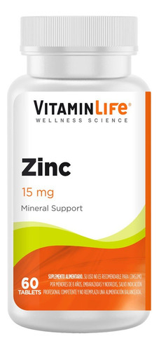 Zinc - 15 Mg (60 Capsulas) Made In Usa Vitamin Life