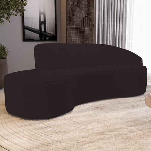 Sofá Living 4 Lug 280cm Braço Dir Mozart Sintético Marrom