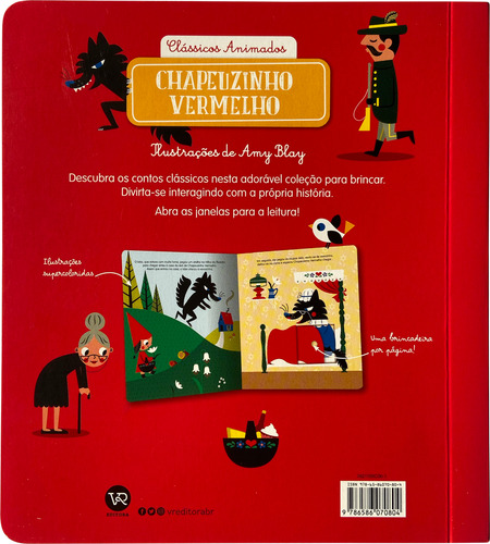 Clássicos Animados:Chapeuzinho Vermelho (Nova Edição), de (Tradutor(es)) Nacagam, Roberta. Clássicos Animados, vol. 2. Editorial VR Editora, capa dura em português, 2022