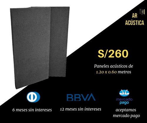 Pack 2 Paneles Acusticos Lana De Roca - 1.20 X 60