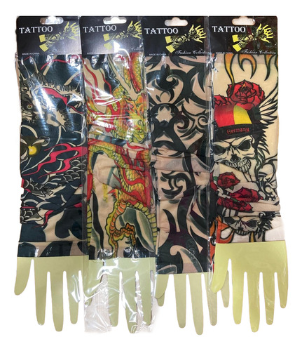 4 Pares De Manga Tattoo / Tatuaje Cotillón Fiestas