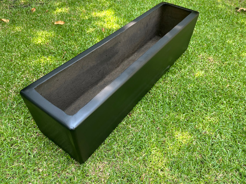 Maceta Minimalista De Fibra De Vidrio 80x20x20 Cm Negro Rectangular
