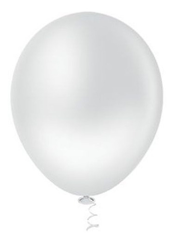 Balão Bexiga Redondo Metalizado Branco Tam.9 Poleg C/50 Unid