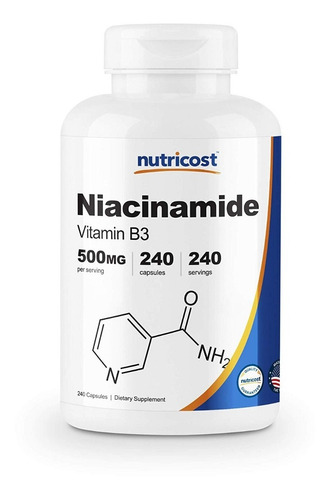 Niacina Niacinamide Vitamina B3 500mg 240 Capsulas Flush Fre